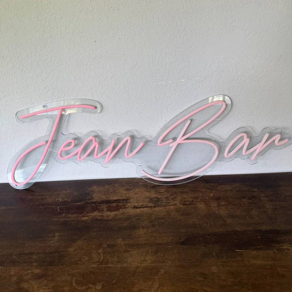 Custom Pink LED Neon Script Sign Jean Bar Acrylic Wall Light 36